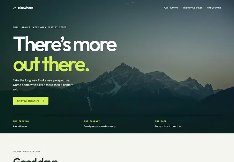 Preview of Elsewhere — Adventure travel company