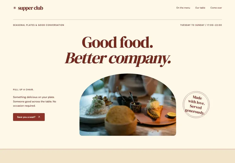 Preview of Supper Club — Neighbourhood restaurant